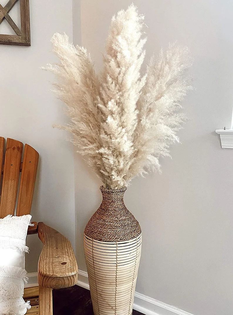 Large 4ft Tall Fluffy Beige Natural Dried Pampas Grass; Trending Decor- Home, Shower, Wedding, Fa... | Etsy (US)