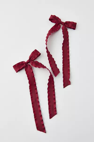 Lettuce-Edge Bow Hair Clip Set | Urban Outfitters (US and RoW)