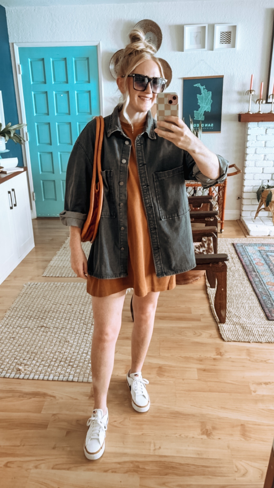 Fall transitional outfit with a rust tee shirt dress and denim overcoat 🧡

Size DOWN in overcoat, wearing a S at 150 lbs and 5’7.”

Fall outfit, fall looks, fall transition, sneakers outfit, casual look, casual outfits, mom style, tee shirt dress, denim shirt, denim jacket, rust color, fall style, elevated casual

#LTKFindsUnder50 #LTKStyleTip #LTKSeasonal