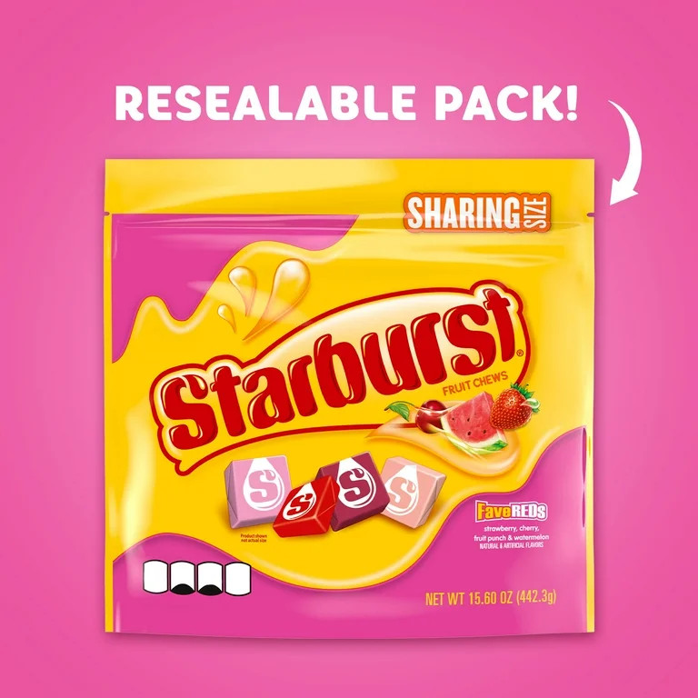 Starburst Favereds Fruit Chews Chewy Candy, Sharing Size - 15.6 oz Bag - Walmart.com | Walmart (US)