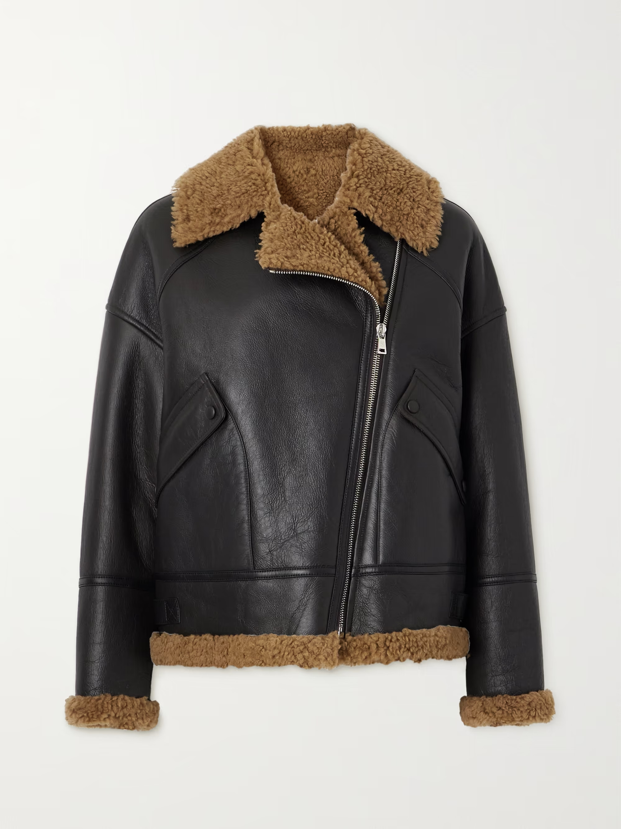 Shearling-trimmed leather jacket | NET-A-PORTER (UK & EU)