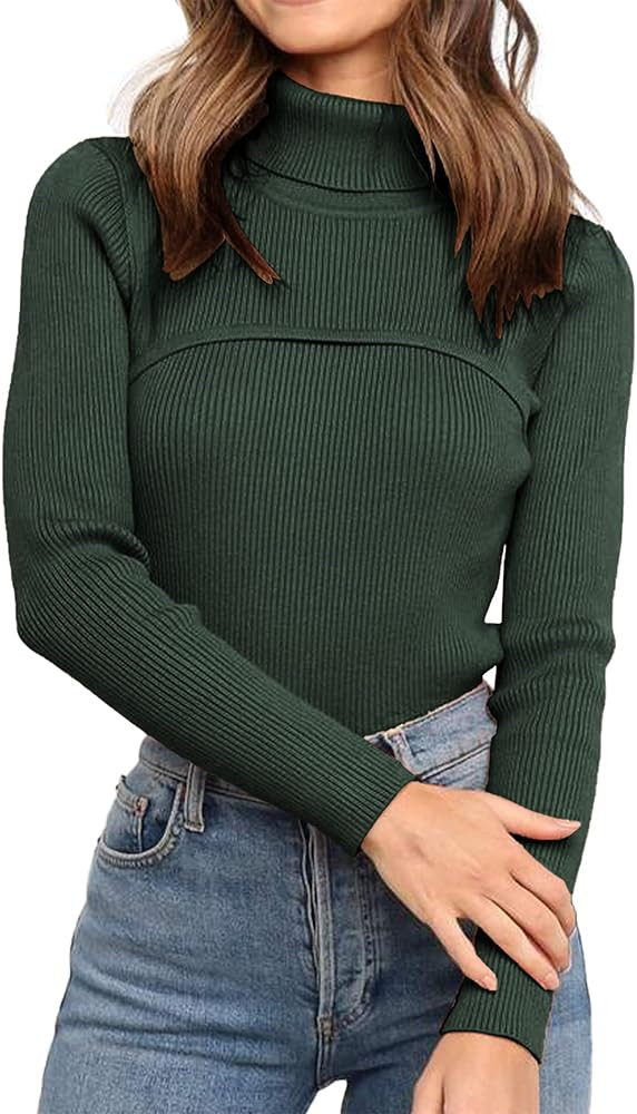 PRETTYGARDEN Women's Fall Fashion Turtleneck Pullover Sweaters Casual Long Sleeve Cable Knit Fitt... | Amazon (US)