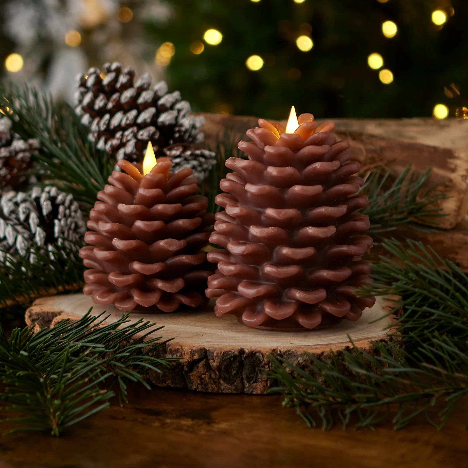 One Allium Way® Pinecone Flameless Candle Set | Wayfair | Wayfair North America