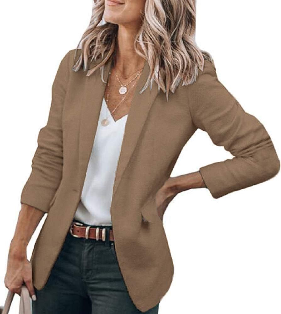 Cicy Bell Womens Casual Blazers Open Front Long Sleeve Work Office Jackets Blazer (Z-Dark Khaki, ... | Amazon (US)