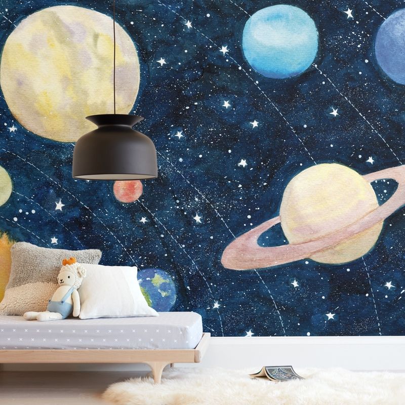 "Solar System" - Children's Wall Mural by Alexandra Dzh. | Minted