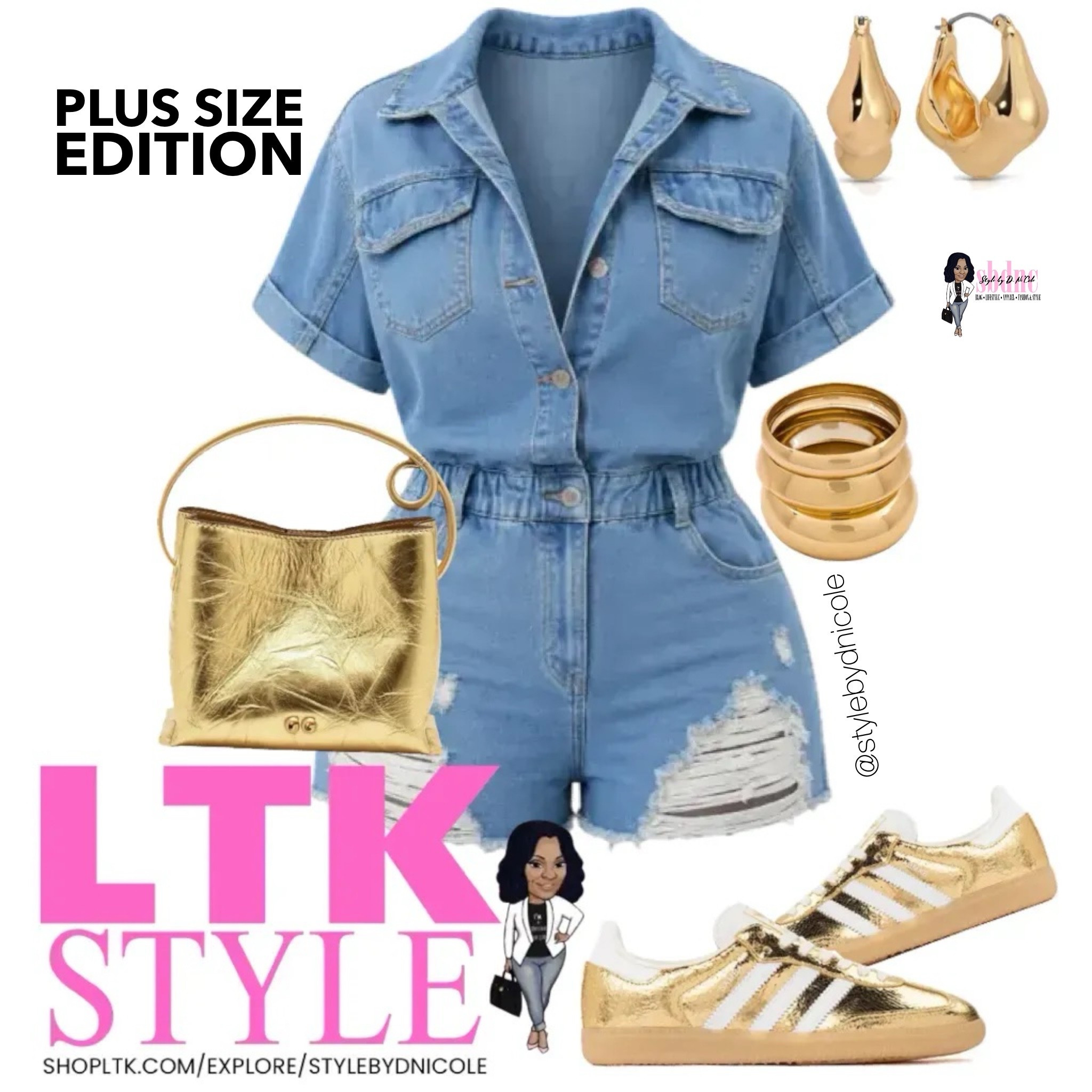 Gold and denim with a chic and effortless look!

#LTKPlusSize #LTKMidsize #LTKgrwm