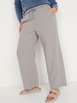 High-Waisted Wide-Leg Linen-Blend Pants for Women | Old Navy (US)