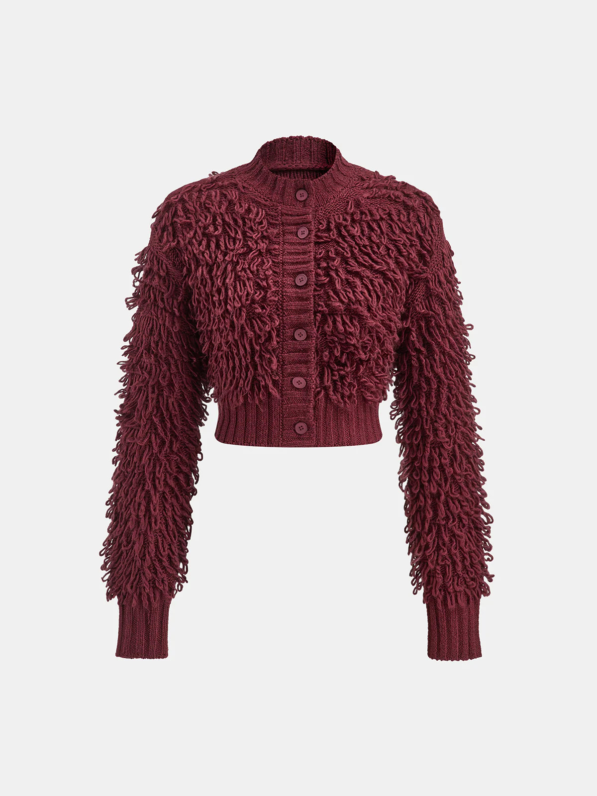 Textured Fringe Buttoned Knit Top | Commense