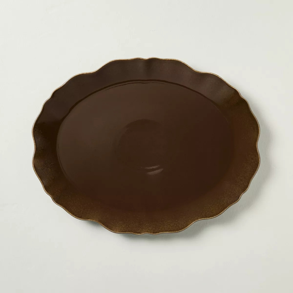Ceramic Wavy Edge Serving Platter Brown - Hearth & Hand™ with Magnolia | Target