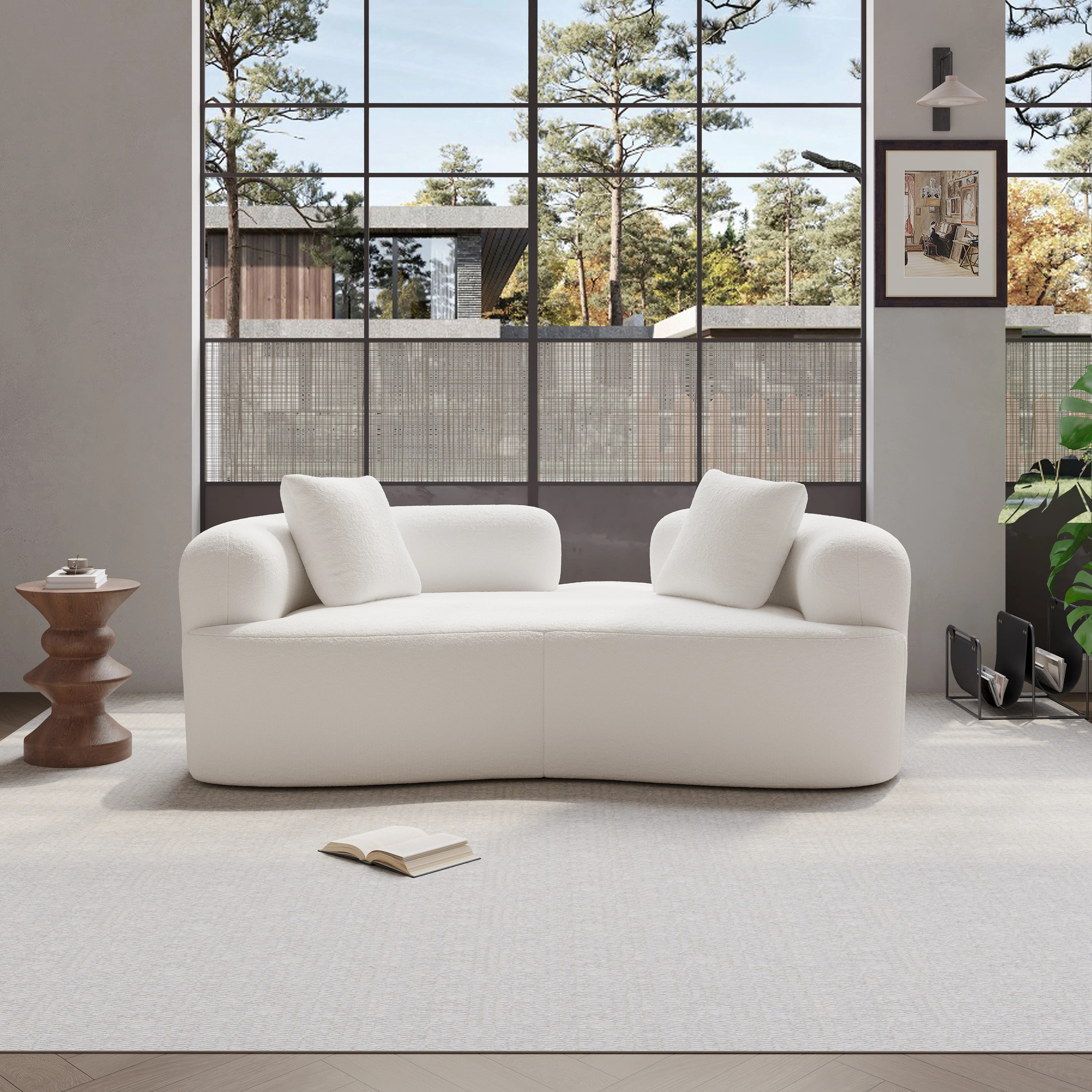 Teddy Upholstered Curved Loveseat Sofa, No Assembly Required, Space-saving Design | Wayfair North America