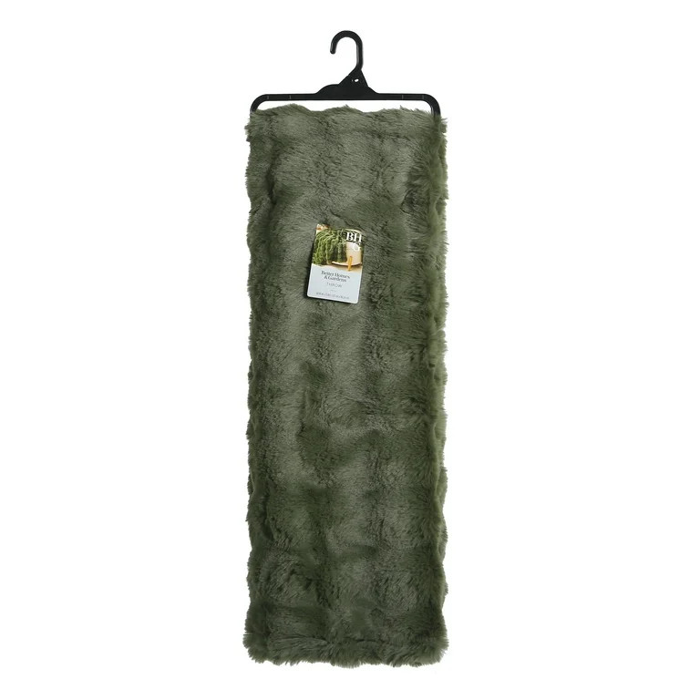 Better Homes & Gardens Green Bubble Faux Fur Ultra Soft Luxury Oversize Throw Blanket 50" x 72", ... | Walmart (US)