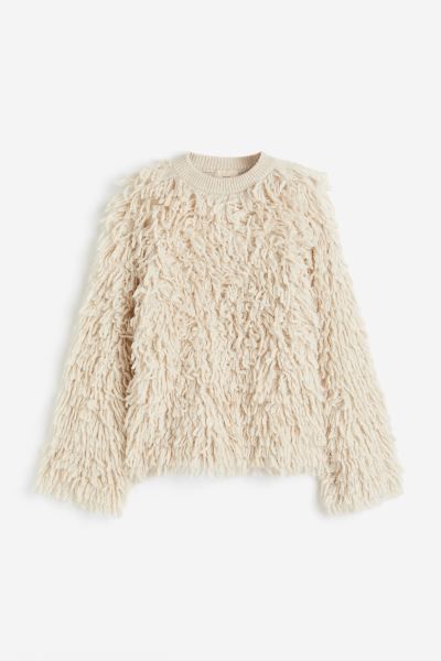 Wool-blend Fluffy-knit Sweater - Light beige - Ladies | H&M US | H&M (US + CA)