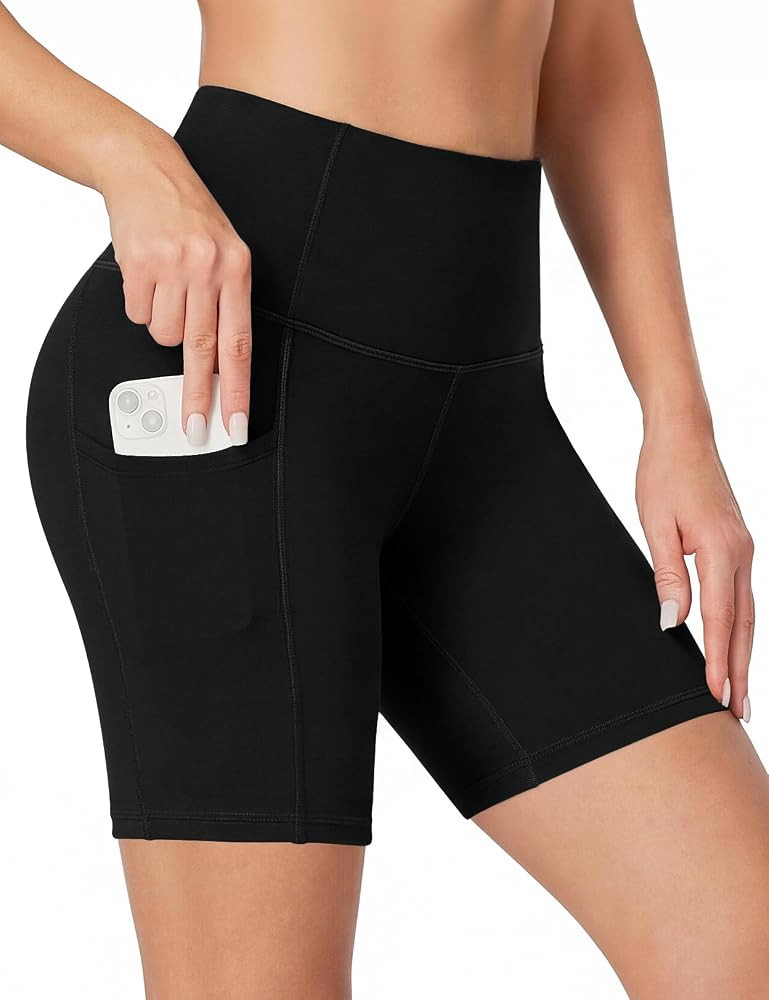 Heathyoga Biker Shorts Women Tummy Control 5" Workout Shorts Women with Pockets High Waisted Span... | Amazon (US)