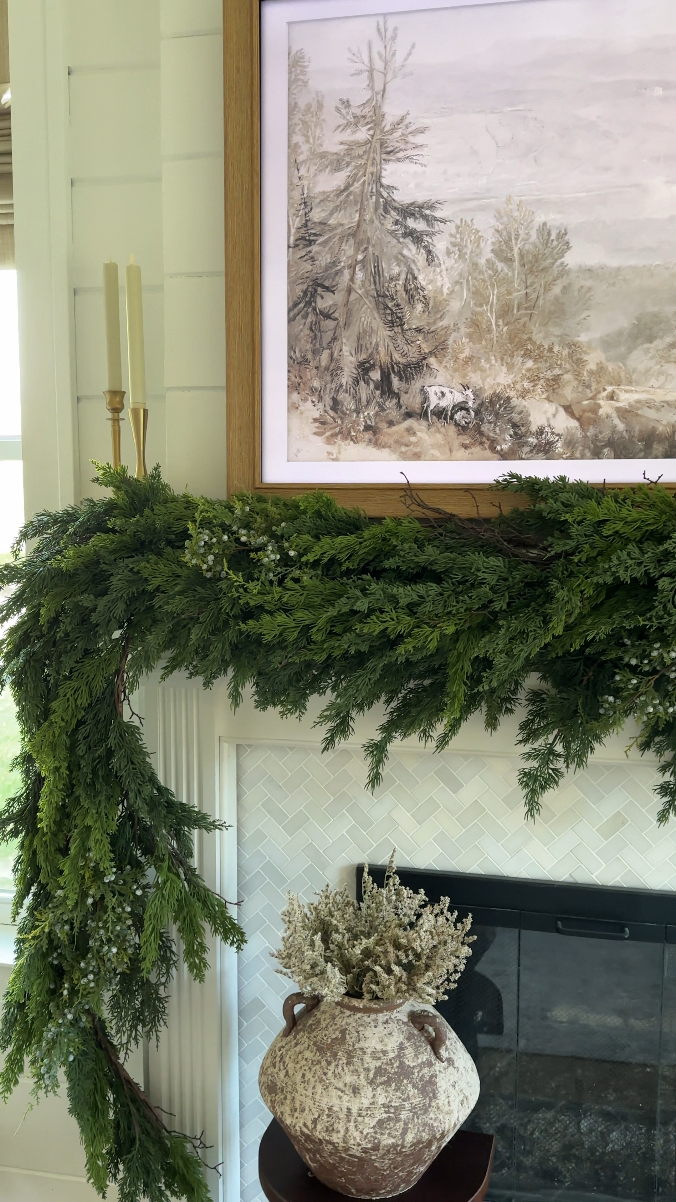 Closer look at this year’s fireplace mantel garland. I used 4 cedar garlands and a few berry picks. 

#LTKHoliday #LTKVideo #LTKHome