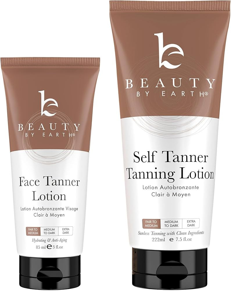 Self Tanner Face & Body - With Organic Aloe Vera & Shea Butter, Sunless Tanning Lotion, Bronzer B... | Amazon (US)