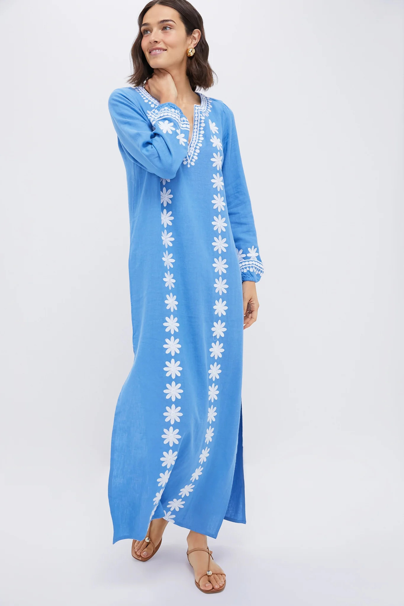 Marina and White Embroidered Caftan | Tuckernuck (US)