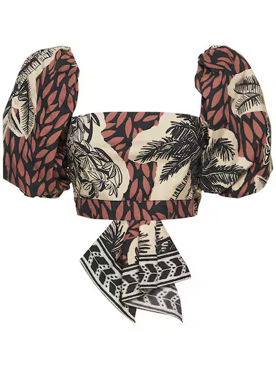 Paraiso natural print poplin crop top - Johanna Ortiz - Women | Luisaviaroma | Luisaviaroma
