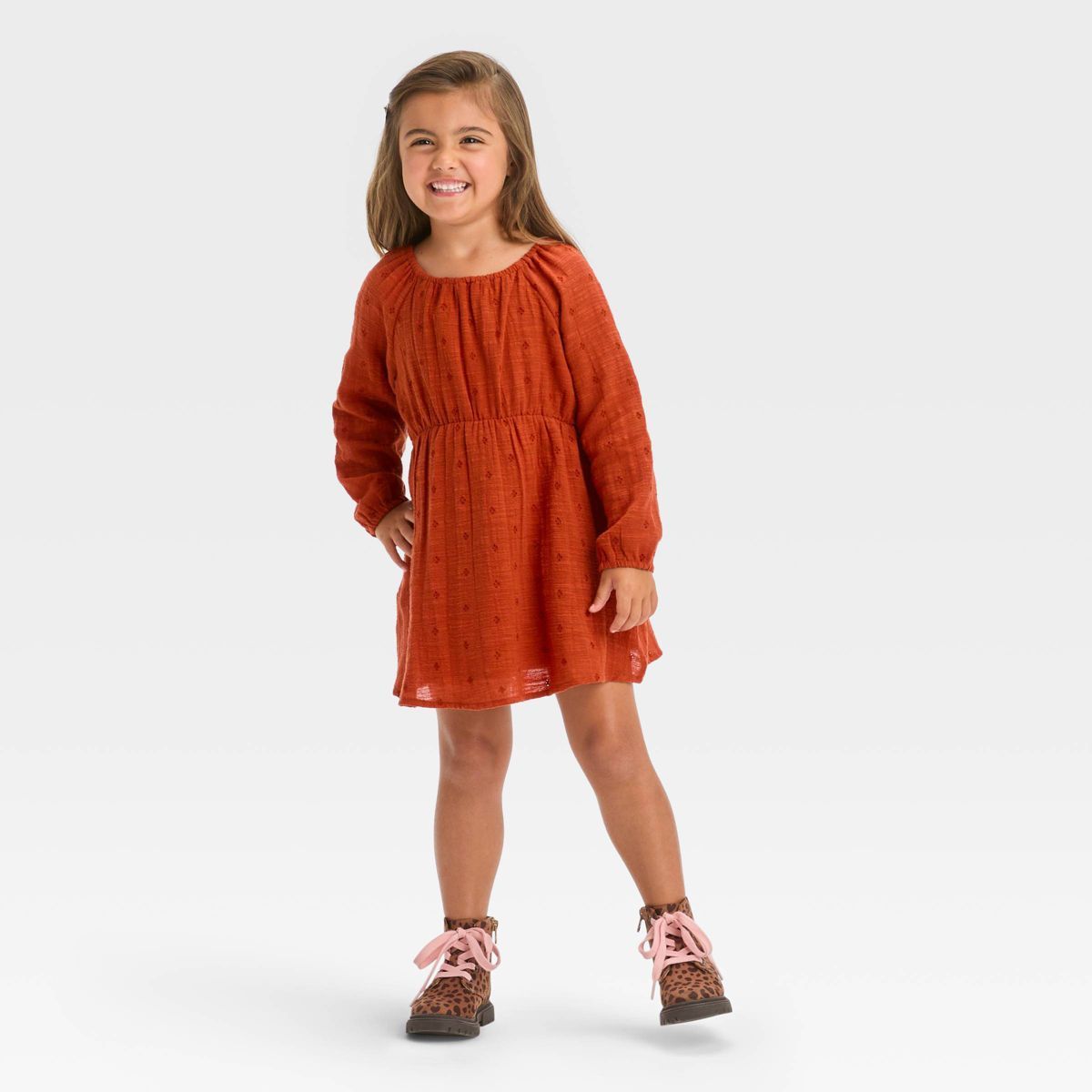 Toddler Girls' Gauze Eyelet Long Sleeve Dress - Cat & Jack™ | Target