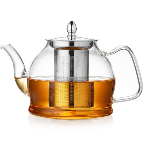 DOPUDO 1200ml Glass Teapot with Removable Infuser, Stovetop Safe Tea Kettle, Blooming and Loose Leaf Tea Maker Set | Amazon (US)