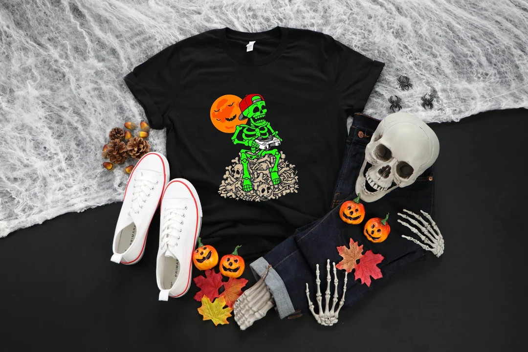 Cute Halloween Skeleton Game Boy Shirt Halloween Shirt Funny - Etsy | Etsy (US)