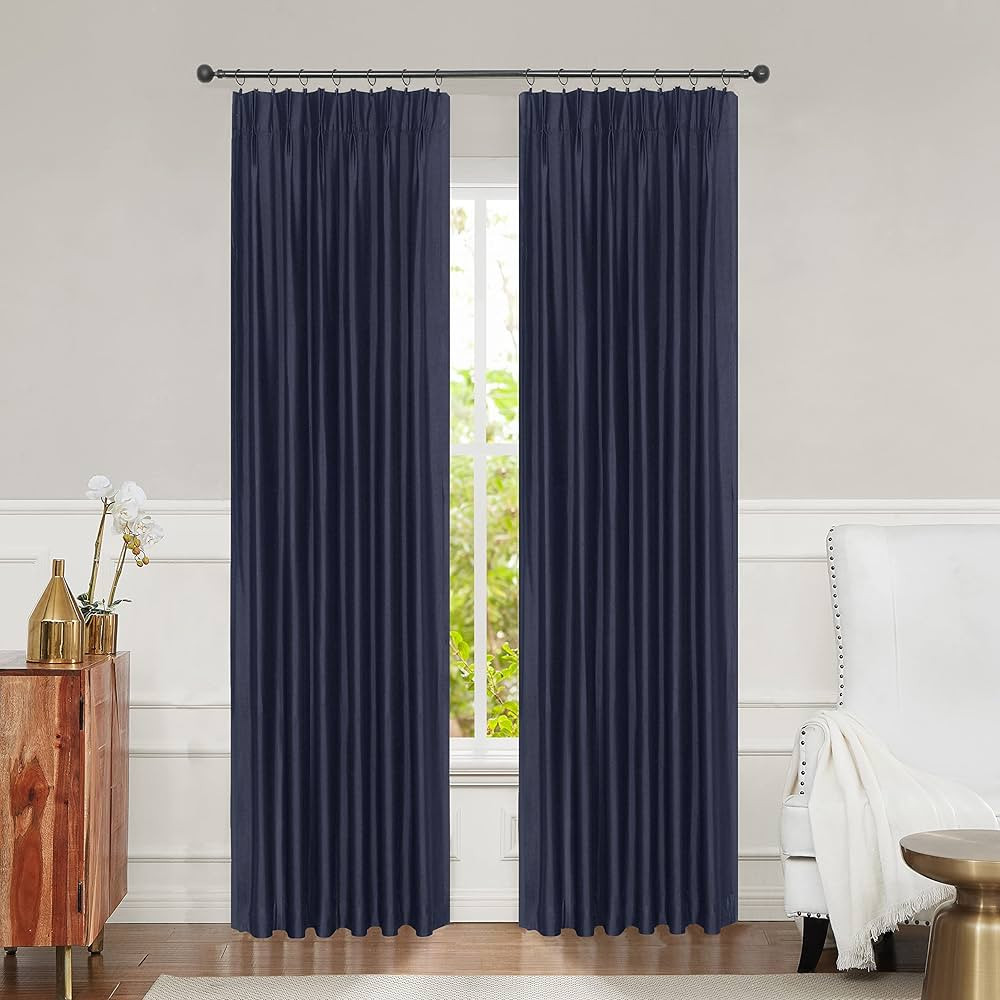 Central Park Blackout Pinch Pleat Window Curtain for Bedroom Living Room Luxury Silk Panels with ... | Amazon (US)