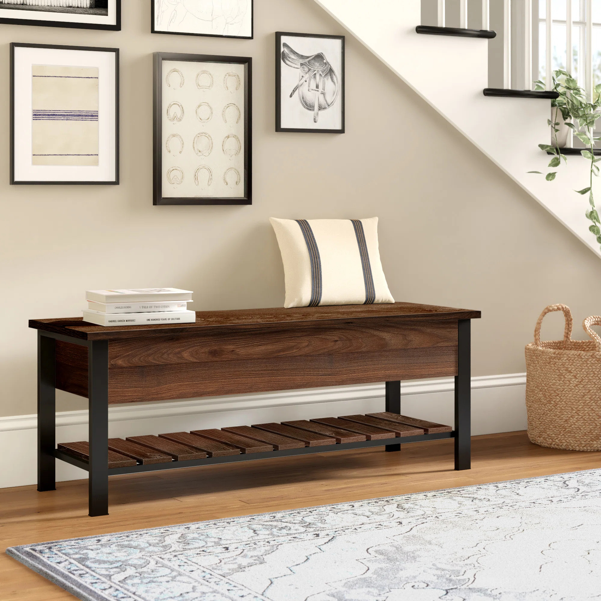 Raland Lift Top Storage Bench with Lower Shelf | Wayfair North America
