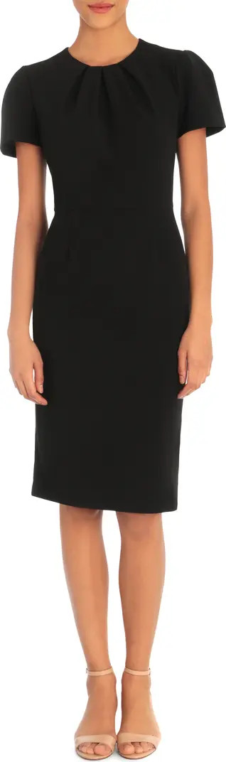Pleated Neck Short Sleeve Sheath Dress | Nordstrom Rack
