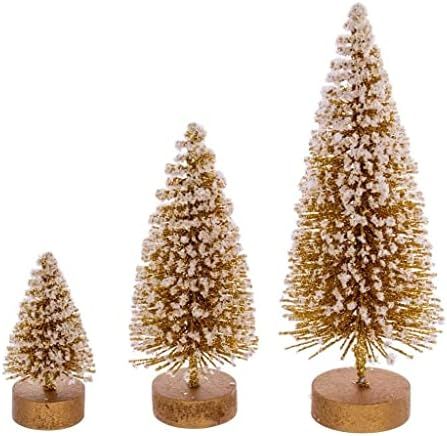 Vickerman 703113-3"-5"-7" Fr Gold Bottle Brush Tree Set/3 (LS220108) Christmas Decorative Tree | Amazon (US)