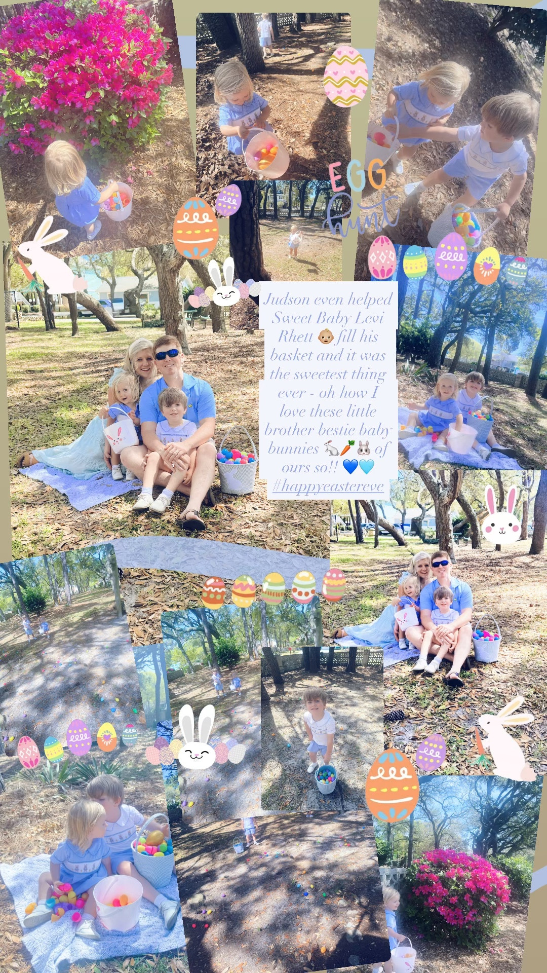 Judson even helped Sweet Baby Levi Rhett 👶🏼 fill his basket and it was the sweetest thing ever - oh how I love these little brother bestie baby bunnies 🐇🥕🐰 of ours so!! 💙🩵 #happyeastereve

#LTKSeasonal
