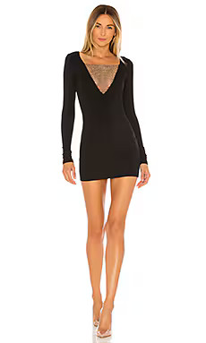 superdown Maris Deep V Mini Dress in Black from Revolve.com | Revolve Clothing (Global)