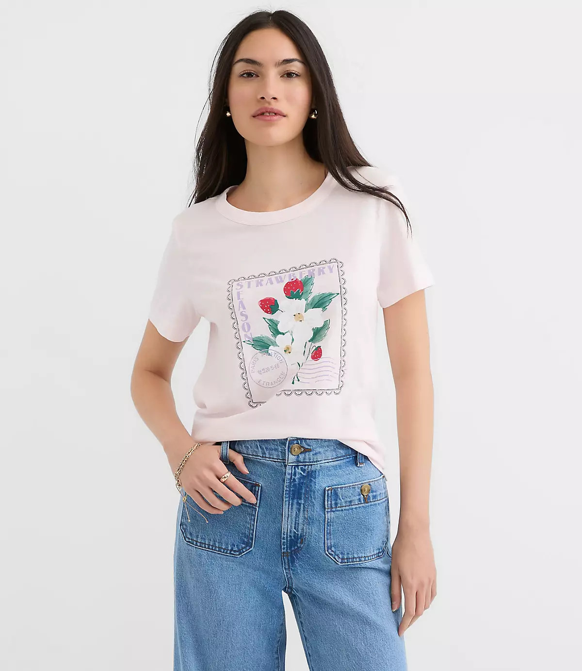 Strawberry Season Stamp Everyday Crew Tee | LOFT