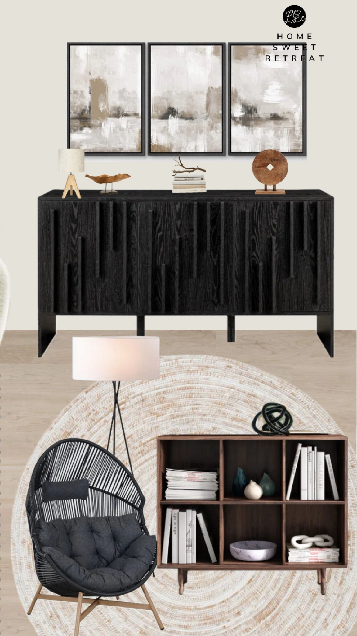 Japandi inspired living space continued (see other board for full effect) using neutrals and black accents. All home decor and furniture products are from Wayfair! 

#LTKhome