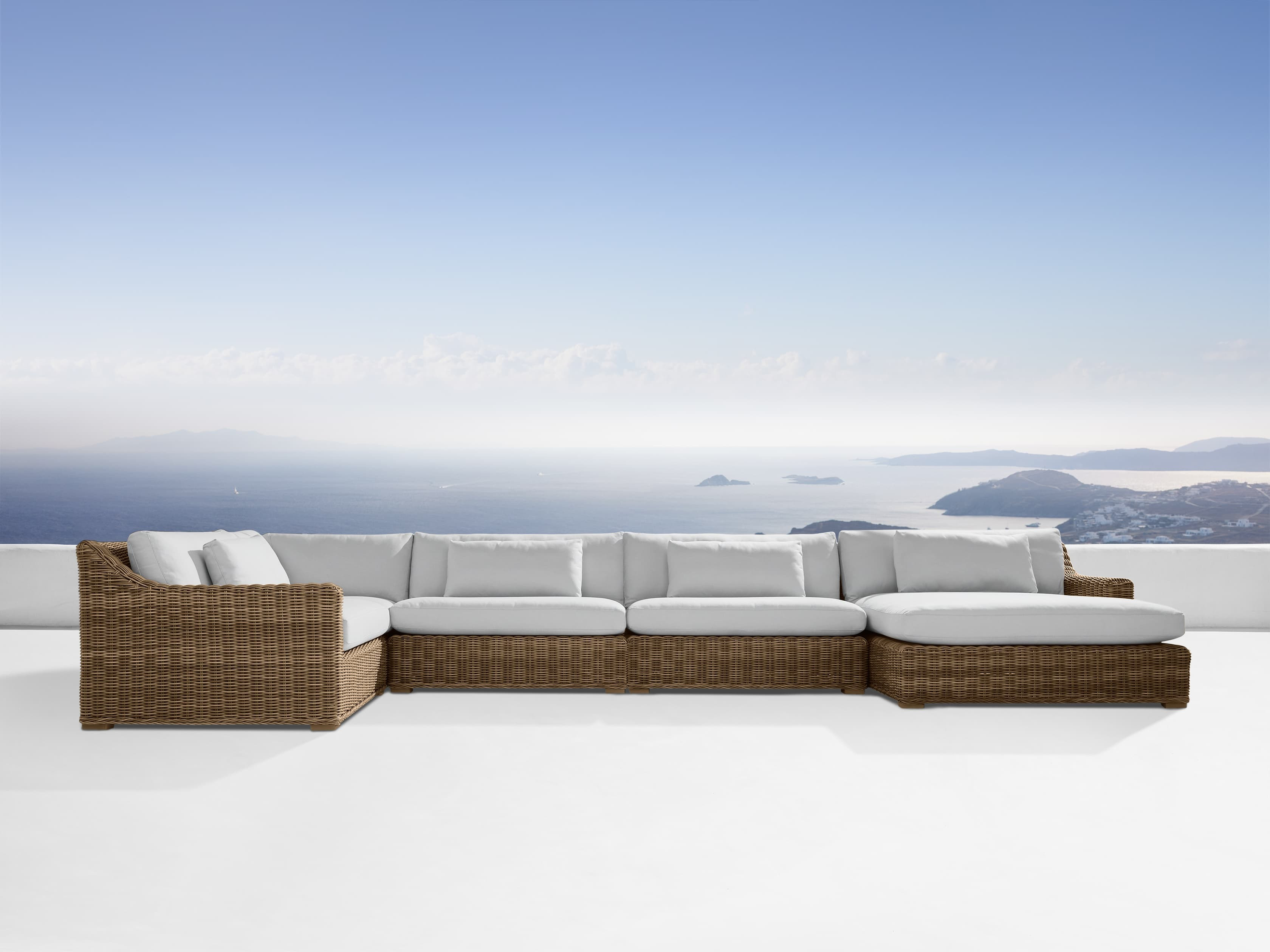 Montauk Outdoor Five Piece Sectional in Weathered Natural | Arhaus