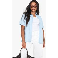 Womens Plus Chambray Denim Short Sleeve Shirt - White - 18, White | Boohoo.com (UK & IE)