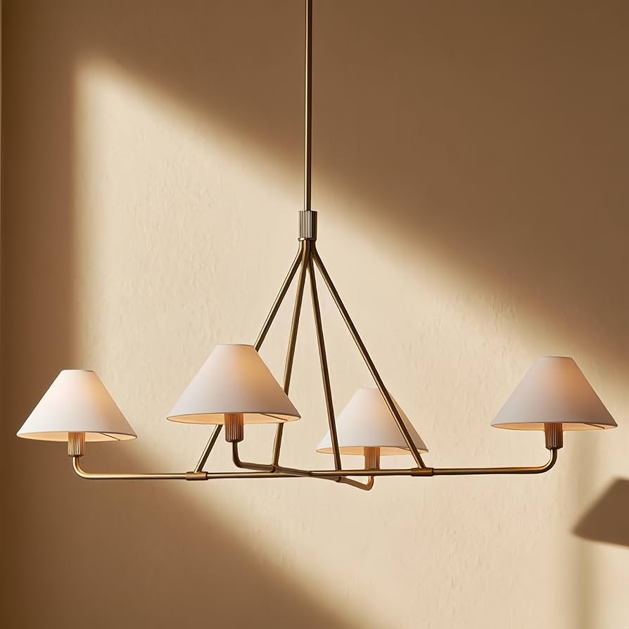Modern Dining Room Light Fixture, Brass Linen Chandelier, Illuminate Your Dining and Living Space... | Amazon (US)