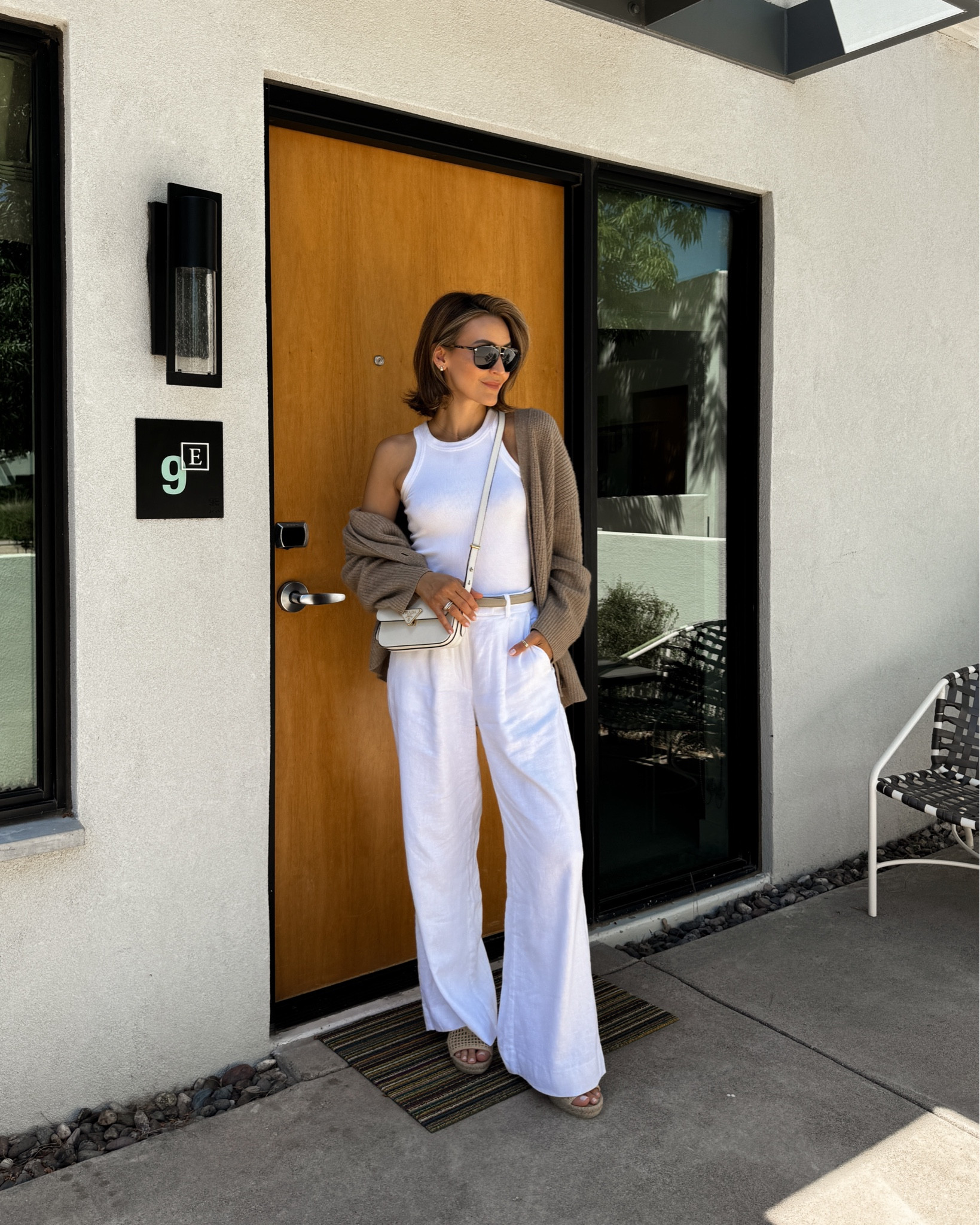 Look of the day - first outfit I wore in the desert. Linen pants, lined and tts/2
Rib knit tank
Cashmere cardigan  - fits oversized 
Perfect for air conditioned places! 

#LTKtravel #LTKitbag #LTKstyletip