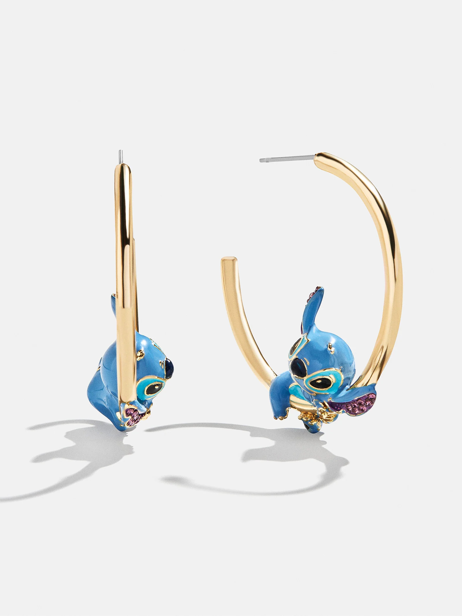Disney Stitch 3D Hoop Earrings - Gold/Blue | BaubleBar