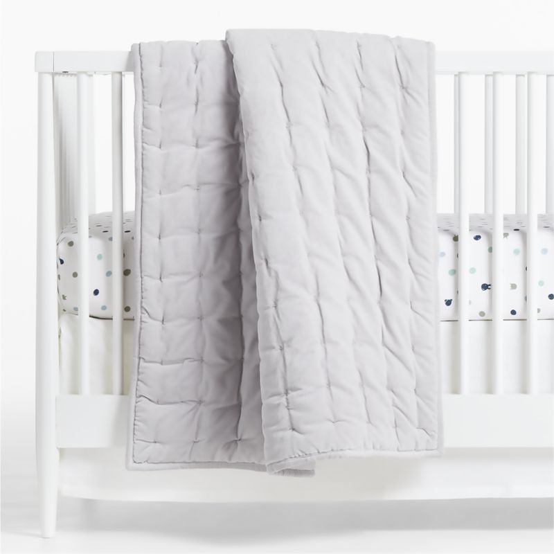 Modern Grey Velvet Baby Crib Quilt + Reviews | Crate & Kids | Crate & Barrel