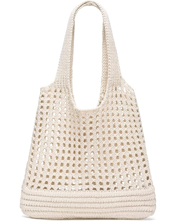 CATMICOO Crochet Beach Bag Tote: Small Knit Bag Summer Shoulder Bag for Vacation | Amazon (US)
