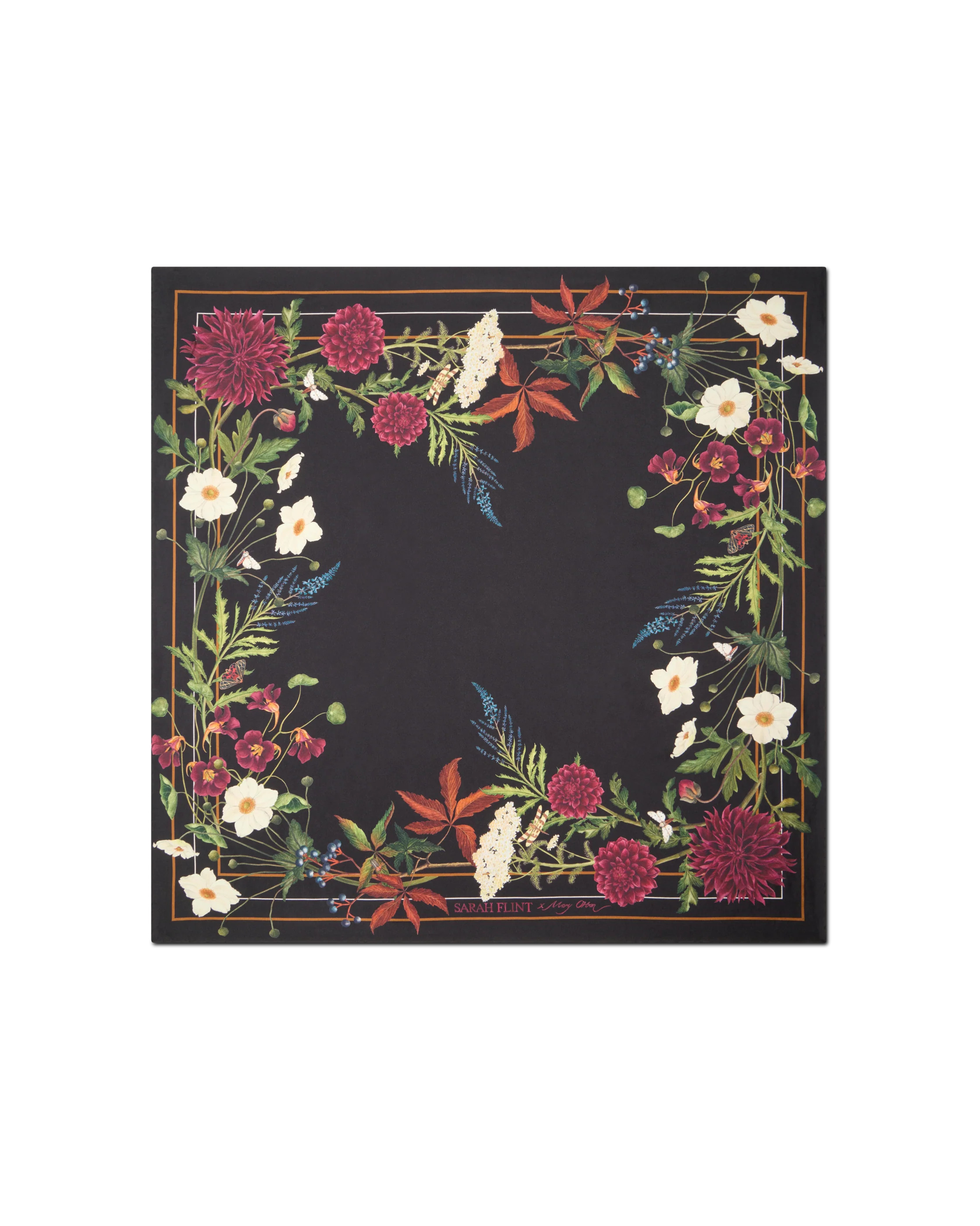 Sarah Flint x Mary Orton Bordeaux Floral Scarf 90 | Sarah Flint