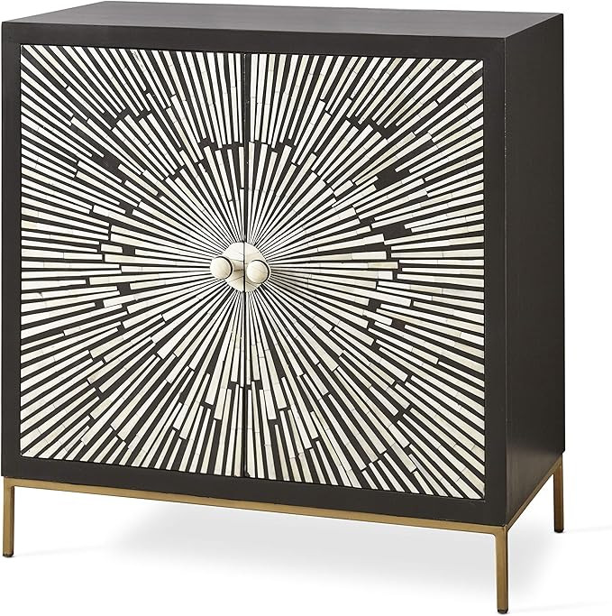 Steve Silver Amika 2 Door Sunburst Bone Cabinet, 32 x 16 x 33, Ebony,Ivory | Amazon (US)