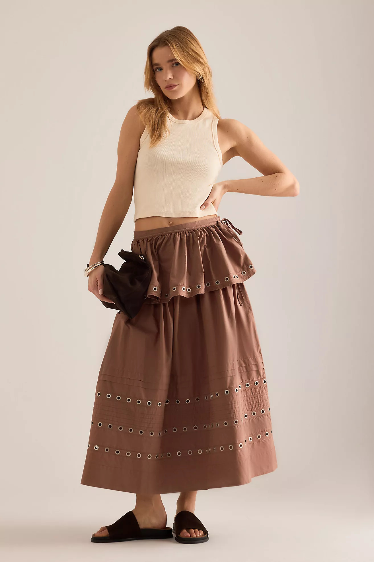 Damson Madder Anika Eyelet Midi Skirt | Anthropologie (UK)