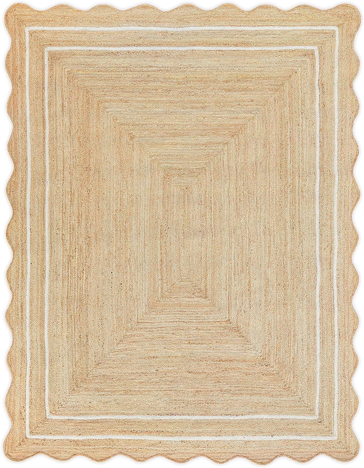 Weaving Village Wave Scalloped Natural Jute Rug Boho Jute Rug Entryway Runner Rug Farmhouse Scall... | Walmart (US)