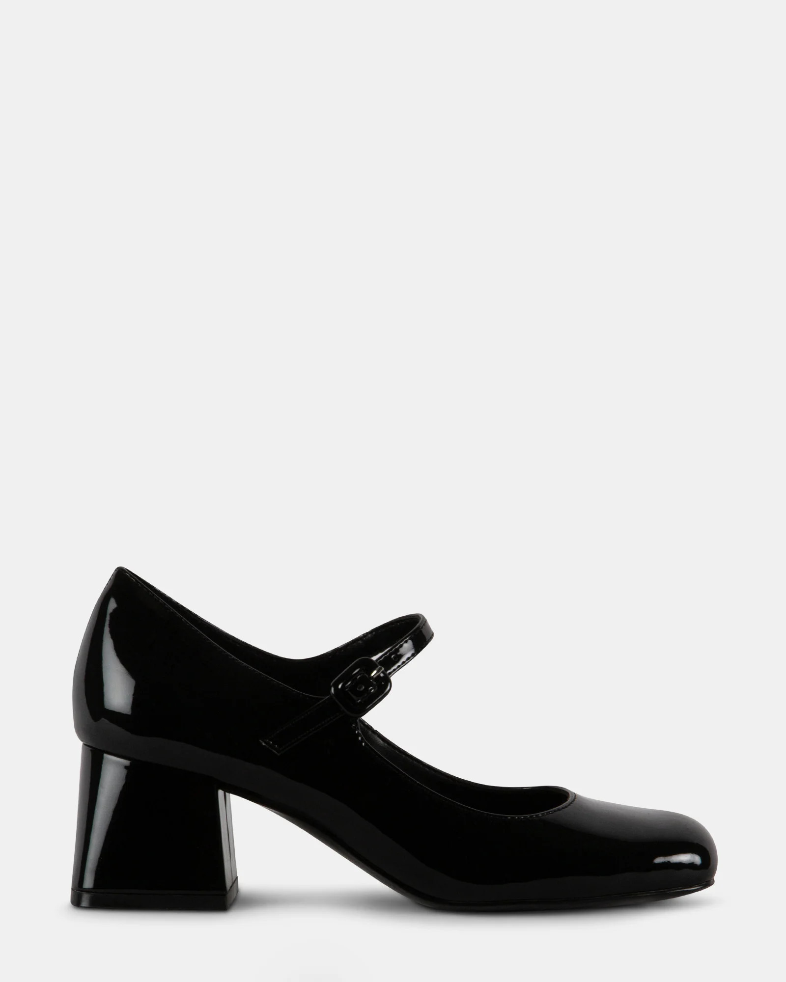 DARCEY Black Patent Block Heel Mary Jane | Women's Designer Heels | Steve Madden (Canada)