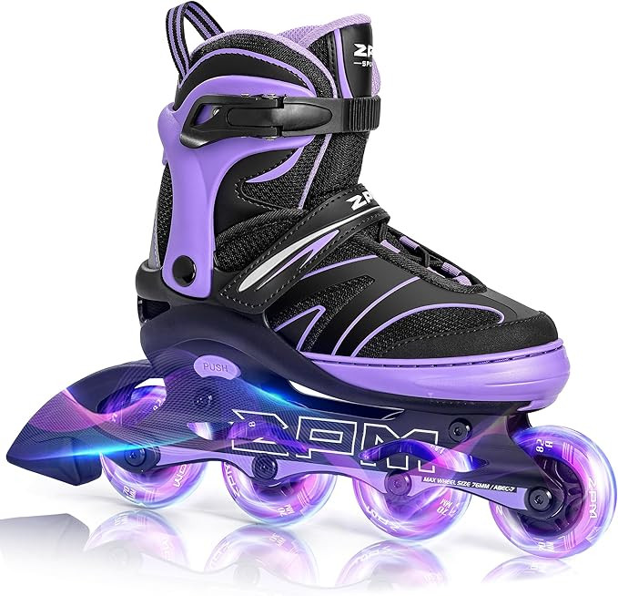 2PM SPORTS Kids Adjustable Inline Skates Ages 4-12, Youth Inlie Skates for Girls Boys 5-8 8-12 wi... | Amazon (US)