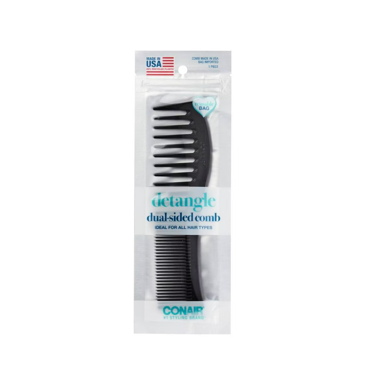 Conair Dual-Sided Wide Tooth Comb - All Hair  - Black | Target