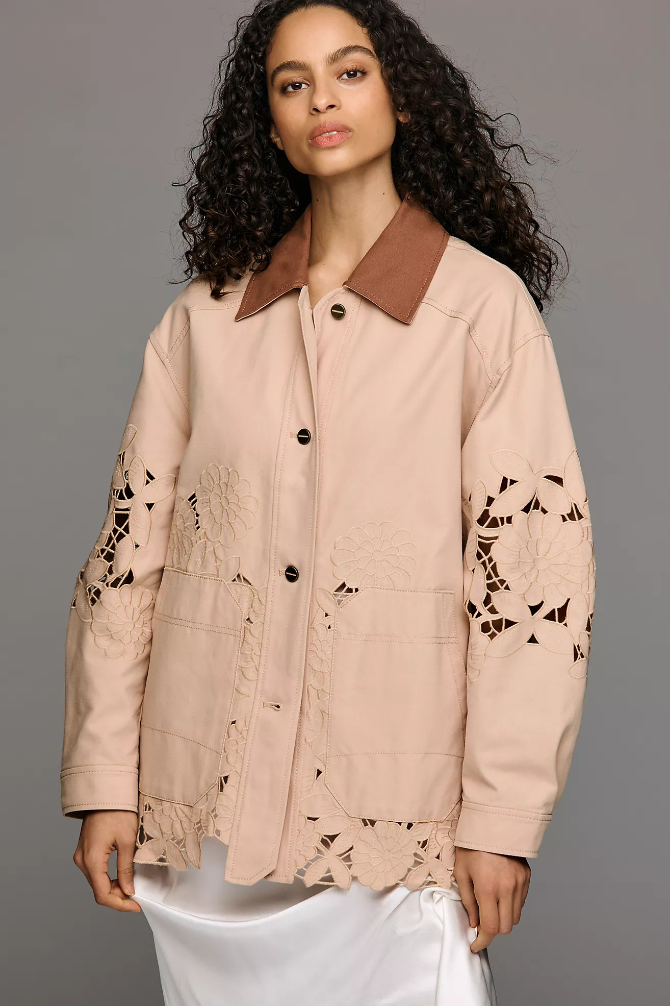 By Anthropologie Cotton Floral Cutwork Barn Jacket | Anthropologie (US)
