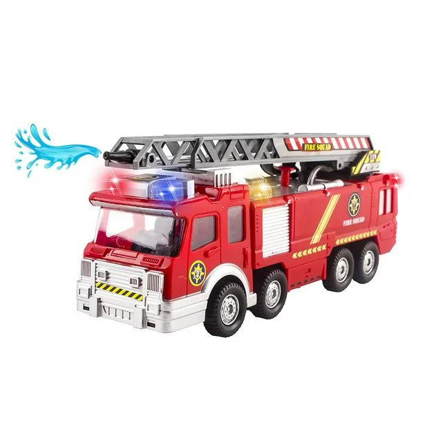 Toy Fire Truck 10" Rescue With Shooting Water Flashing Lights And Siren Sounds Extending Ladder A... | Walmart (US)