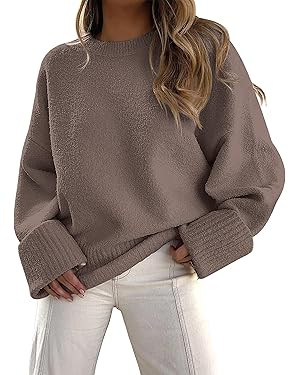 Jhsnjnr Women's Chunky Oversized Jumper Baggy Long Sleeve Knitwear Pullover Knitted Crew Neck Slo... | Amazon (UK)