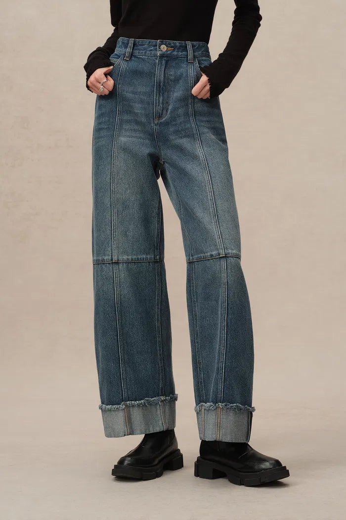 Lark Straight Leg Cuffed Jeans in Tencel Denim | Fabrique